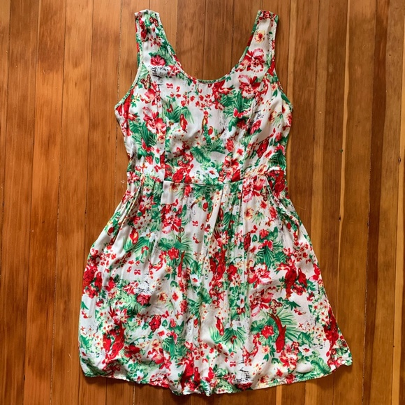 Rayon summer dress crisscross back parrot print M - Picture 1 of 4